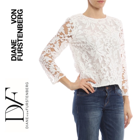 DIANE VON FURSTENBERG Belle Sequined Floral Top in white - Picture 2 of 12